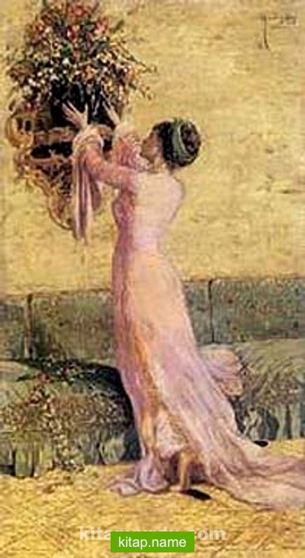 Çiçek Düzelten Kız / Osman Hamdi Bey (OHB 008-50×90) (Çerçevesiz)