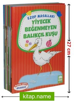 Ezop Masalları Seti 1 ve 2. Sınıflar için Düz Yazılı (10 Kitap Takım, Büyük Boy)